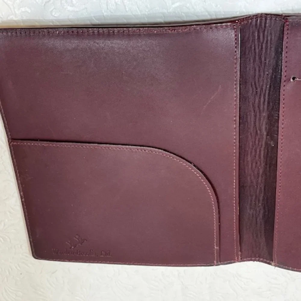 Warden-Brooks, Ltd Leather Burgundy Note Pad Small Book Cover Binder 6.5